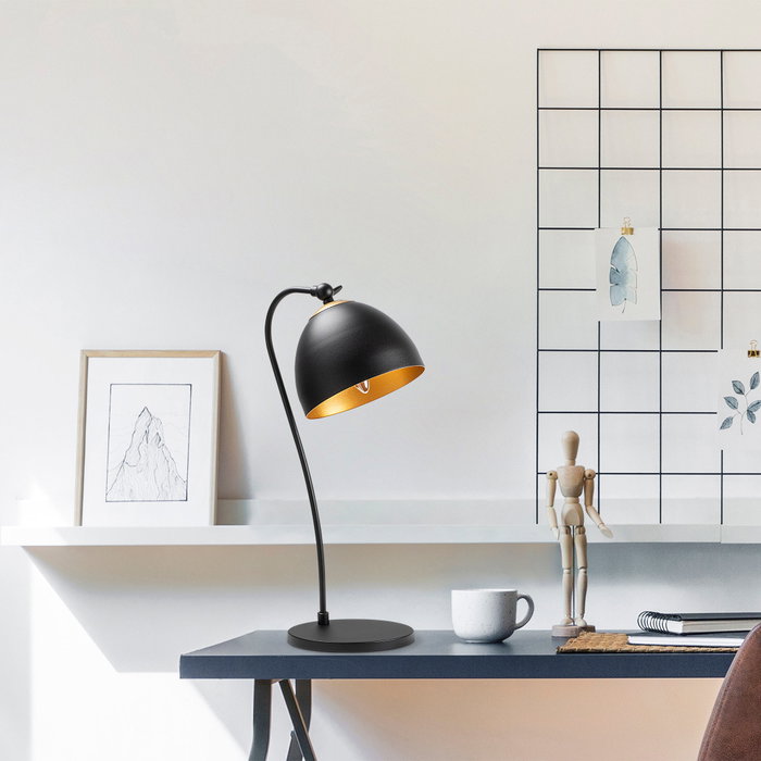 Opviq Lámpara de mesa Negro y Dorado Opviq Lámpara de mesa Negro y Dorado